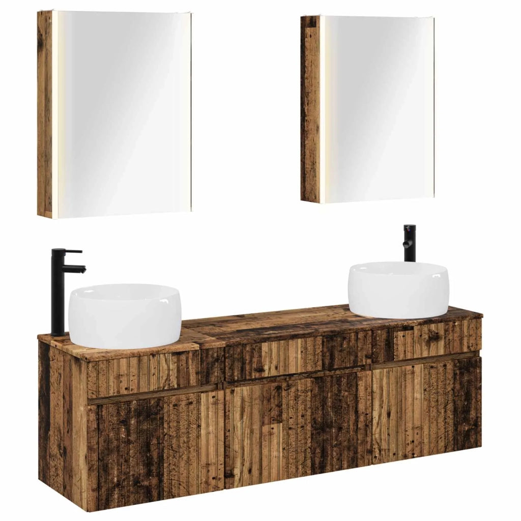 Set di Armadi da Bagno 5 pcs Legno antico 53 x 15,5 x 70 cm 3406653
