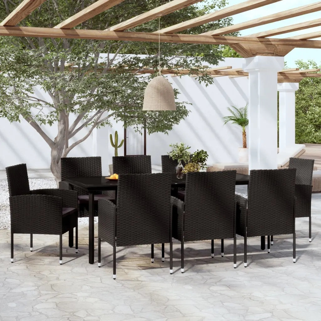Set Mobili da Pranzo per Giardino 9 pz Nero cod mxl 39571