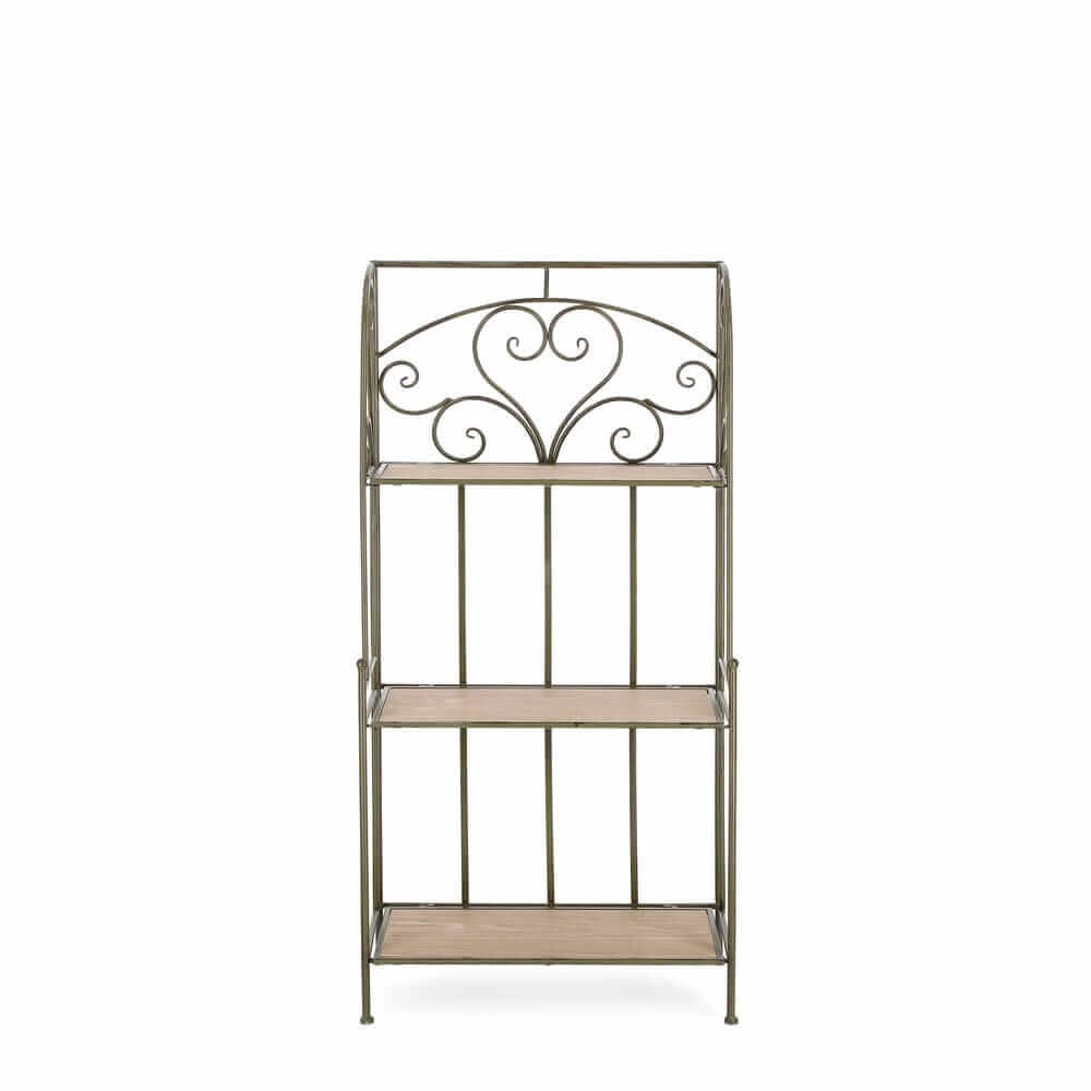 Scaffale Pieghevole in Metallo Bianco con 3 Ripiani in Legno - GISEL