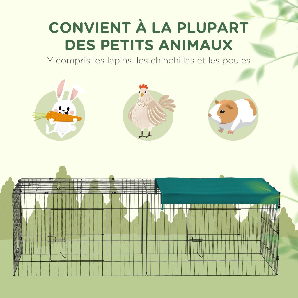 Recinto modulare in acciaio con copertura per conigli roditori animali piccoli 220x85x70 cm ¨C Xylo ¨C Verde