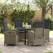 Set da Pranzo per Giardino con cuscino 5 pcs Grigio polyrattan 3380275