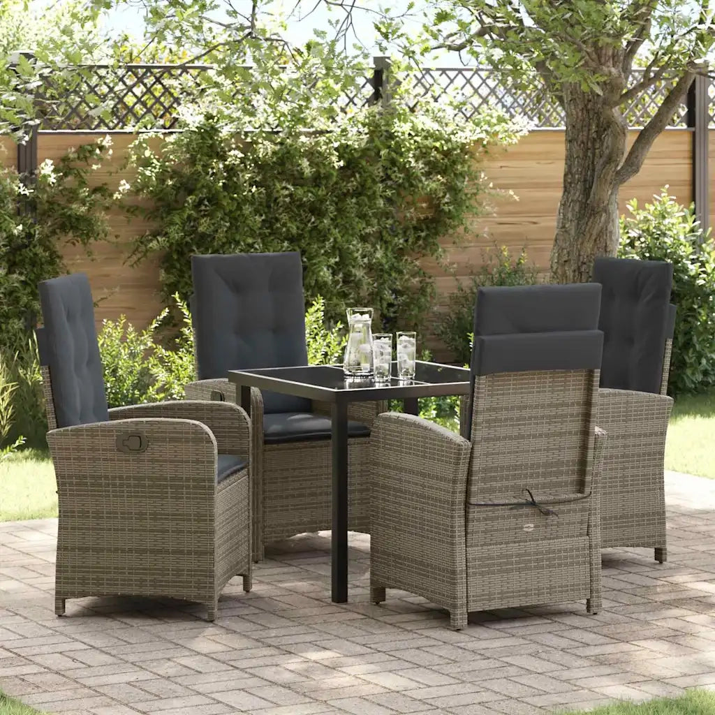 Set da Pranzo per Giardino con cuscino 5 pcs Grigio polyrattan 3380275