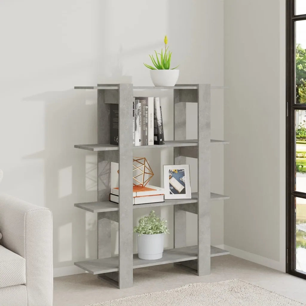 Libreria Divisorio-Scaffale per Libri-Mobile di Stoccaggio Grigio Cemento 100x30x123,5 cm