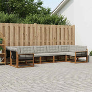 Set di divani da esterno 7 pz Naturale e Grigio Chiaro 3381663