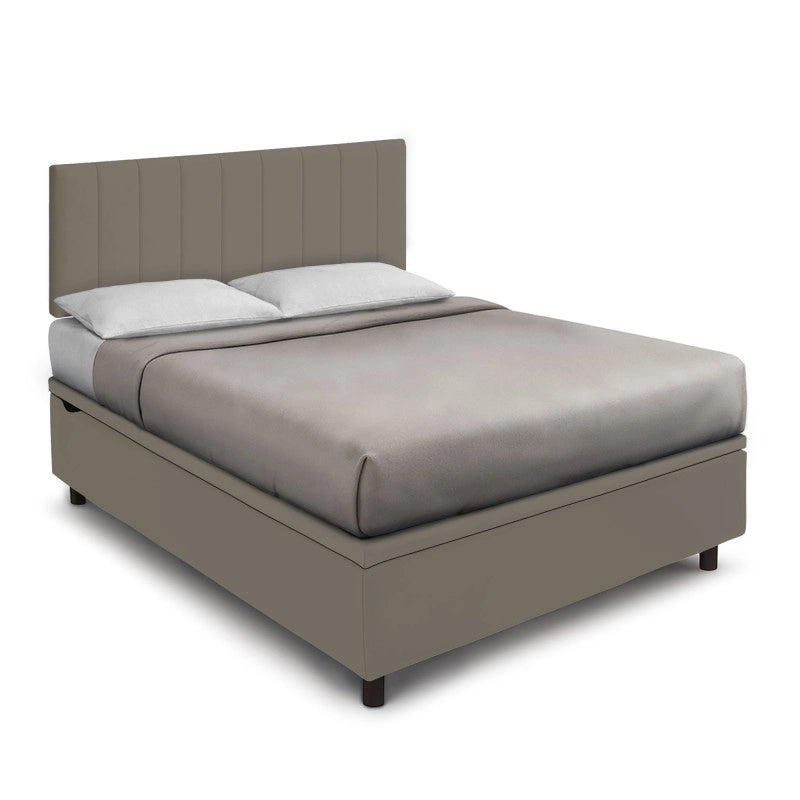 Letto imbottito Matrimoniale 160x190 cm Vertical - Similpelle,Cappuccino,Contenitore