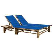 Lettino prendisole sedia a sdraio lettino prendisole letto da giardino mobili da esterno per patio per 2 persone con cuscini in bambù 02_0012909