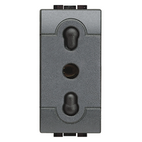 Livinglight 3 supporto ln4703 3 copriforo 3 prese unel shuko antracite l4140/16