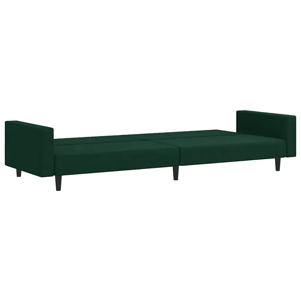 Divano Letto a 2 Posti Verde Scuro in Velluto 375939