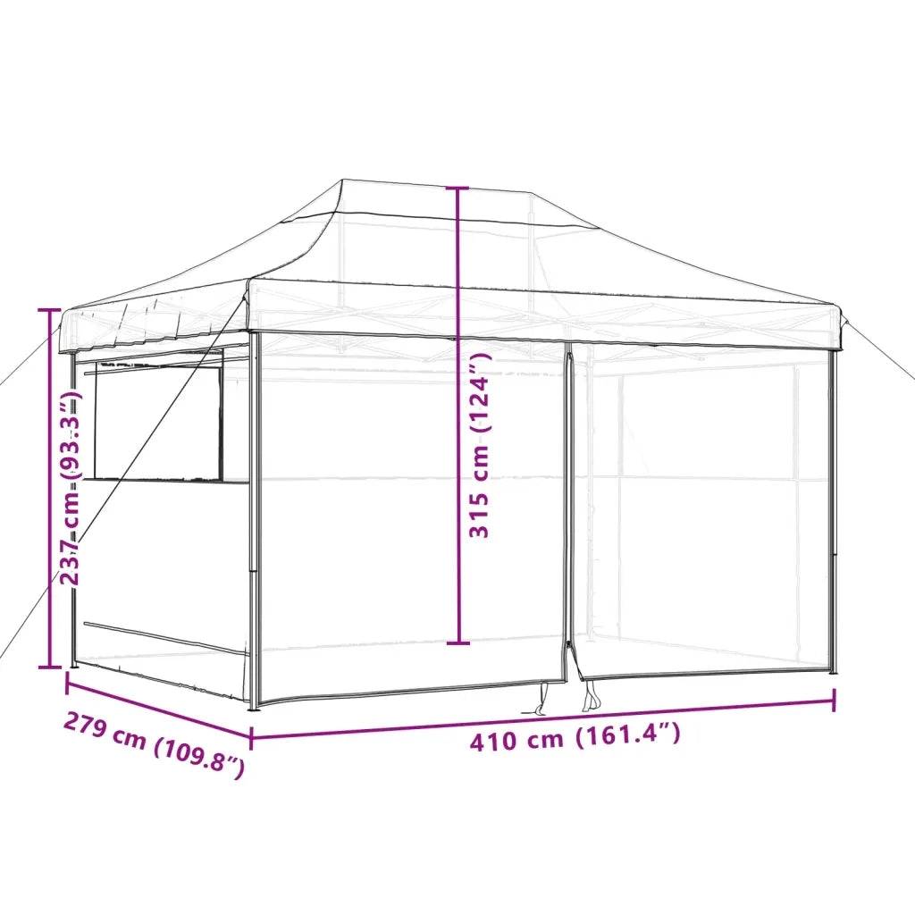 Tendone per Feste Pieghevole Pop-Up con 4 Pareti Arancione 4005025