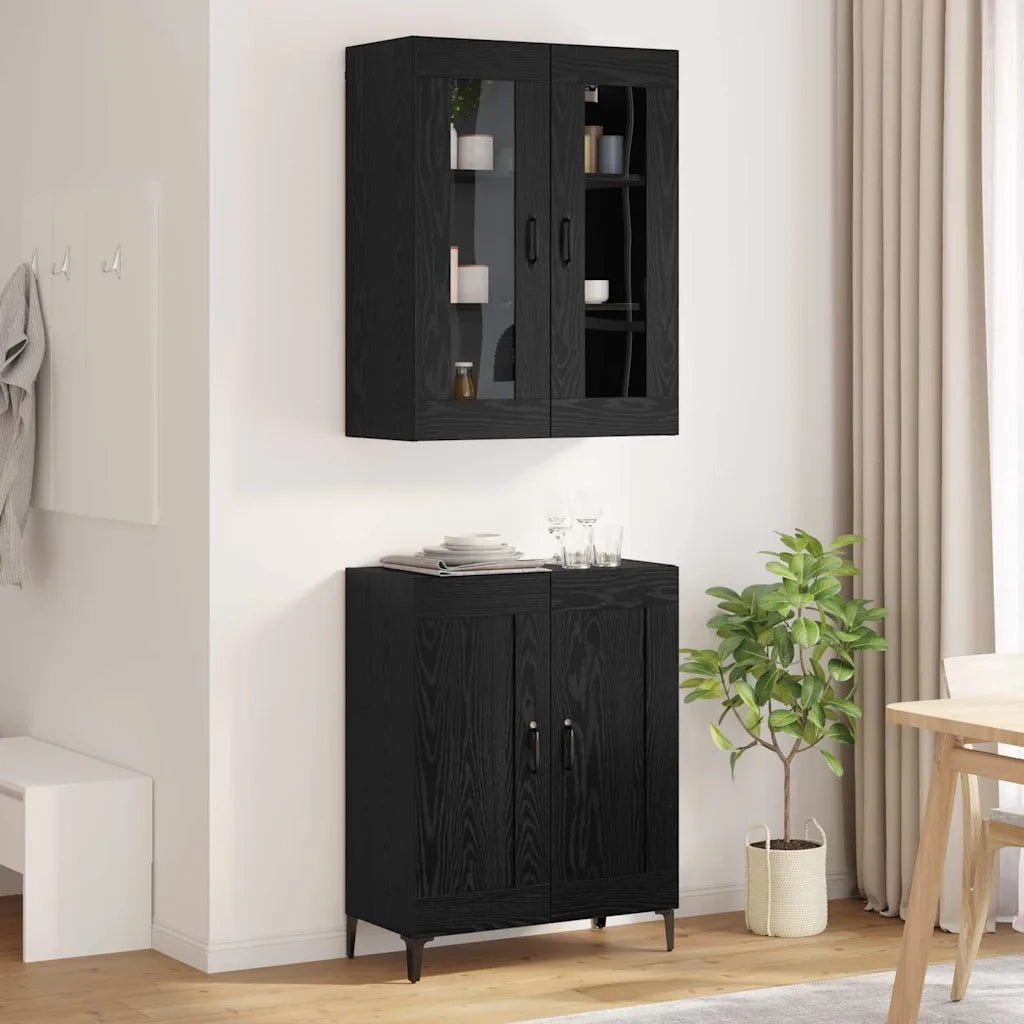 Credenza Rovere Nero 69,5 x 34 x 180 cm Legno ingegnerizzato 3403582