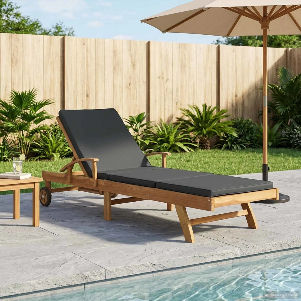 Lettino da sole Marrone e grigio scuro Legno di teak solido 42032671