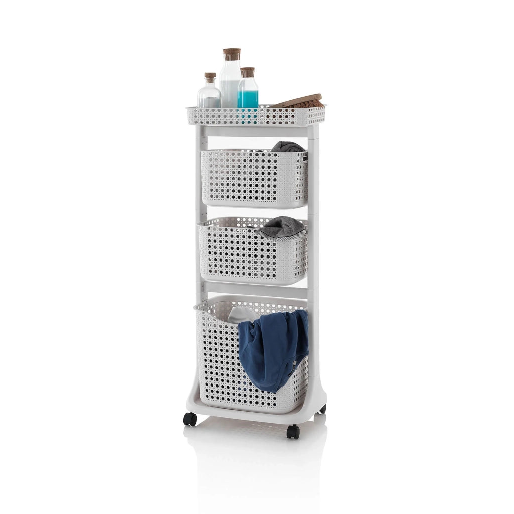 Carrello lavanderia 3 cesti LINO beige