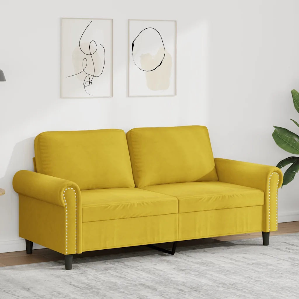 Divano | Divano da soggiorno | Sofa a 2 Posti giallo 140 cm in Velluto