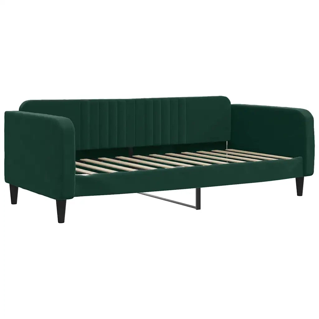 Divano Letto Estraibile Cassetti Verde Scuro 90x200cm Velluto 3197137