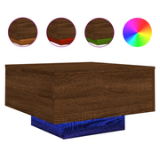 Tavolino da salotto | Tavolino da caff¨¨ | Tavolino da Soggiorno con Luci LED Rovere Marrone 55x55x31 cm