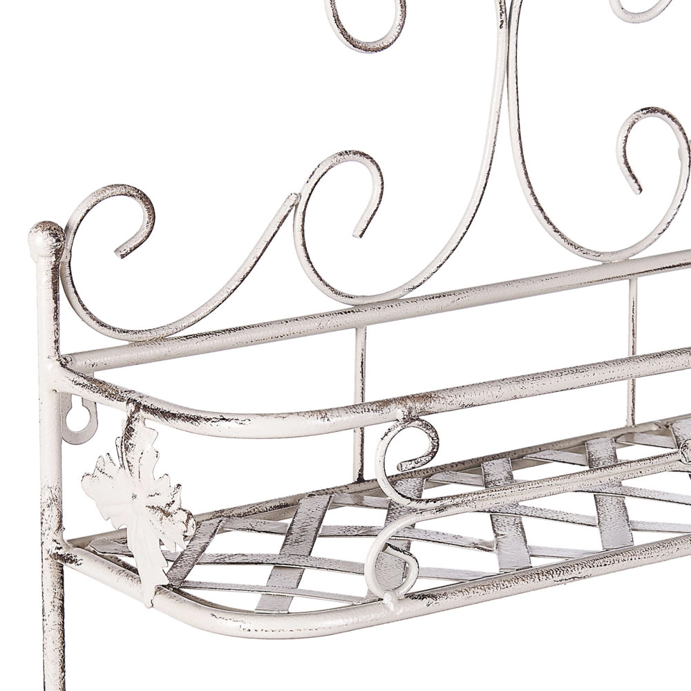 Mensola da parete per bagno in metallo bianco 52 x 42 cm Ripiano singolo sospeso in stile vintage effetto anticato