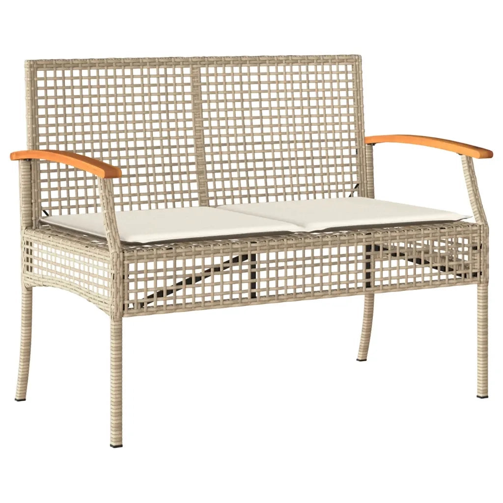Set da Pranzo da Giardino 4 pz con Cuscini Beige in Polyrattan
