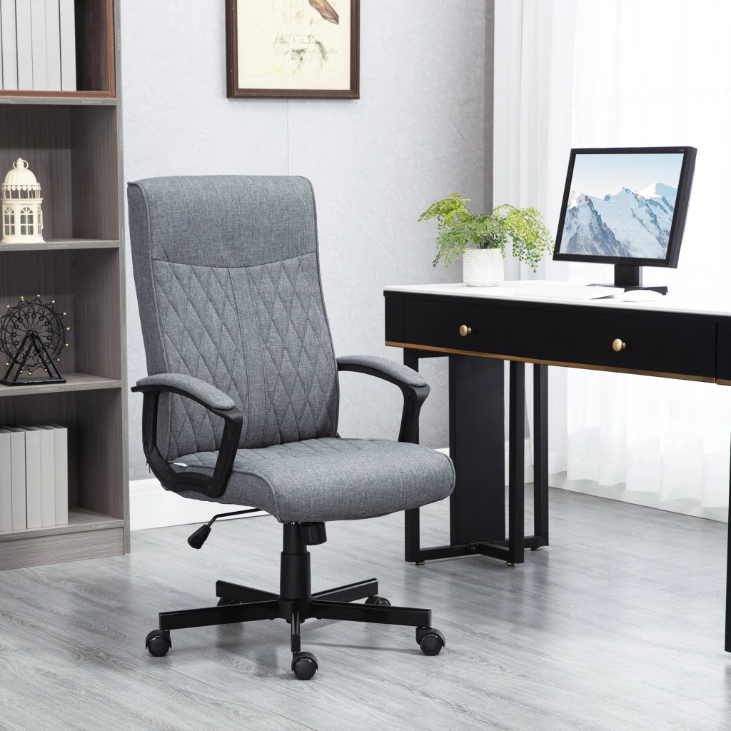 Sedia da Ufficio Girevole con Funzione Dondolo e Altezza Regolabile, 65x72x102-112.5cm, Grigio