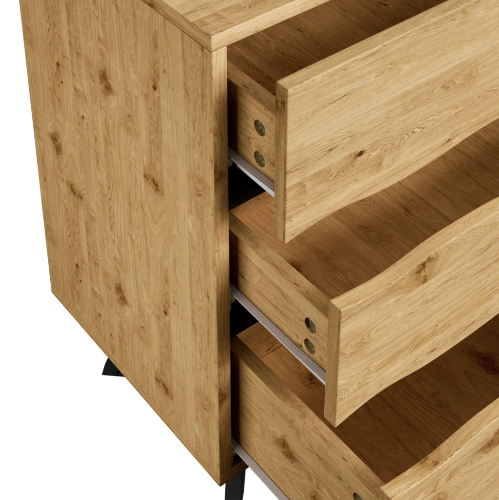 Sideboard moderno con 6 cassetti 120x40x75;5 cm in effetto legno; struttura in truciolare