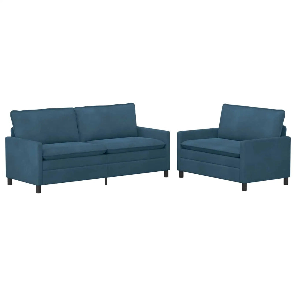 Set di divani 2 pcs Blu Velluto
