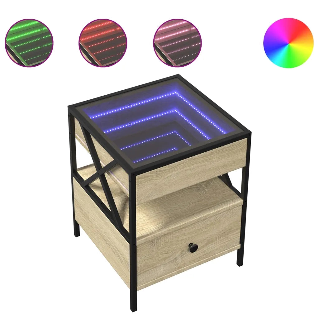 Tavolino da Salotto con LED Infinity Rovere Sonoma 40x40x51 cm 847718