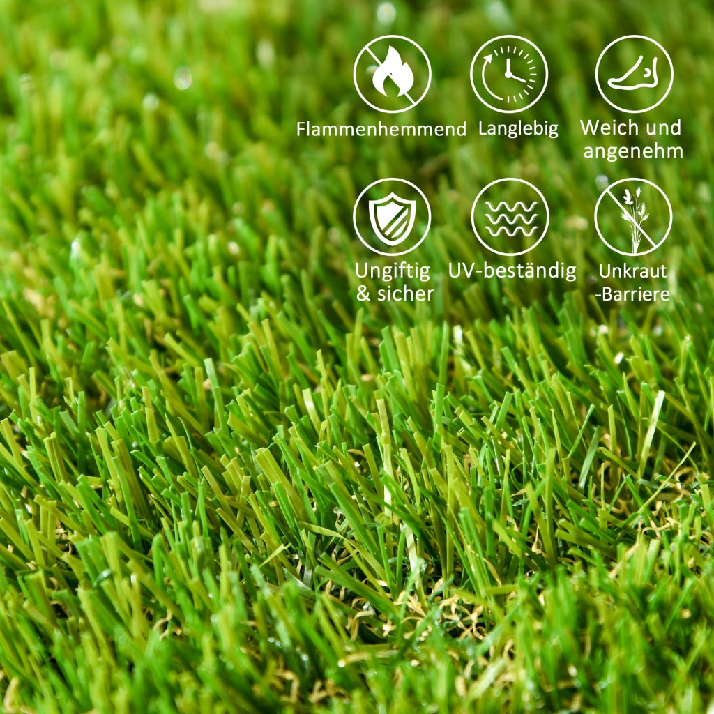 Tappeto erba sintetica per giardino ¨C zephmum ¨C verde, set 10 pezzi 30x30cm