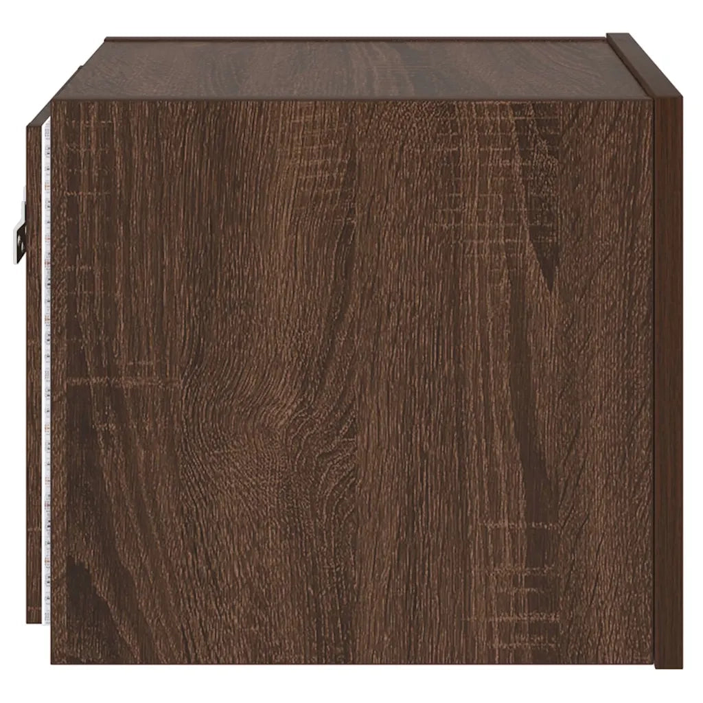 Mobile TV a Parete con Luci LED Rovere Marrone 30,5x35x30 cm