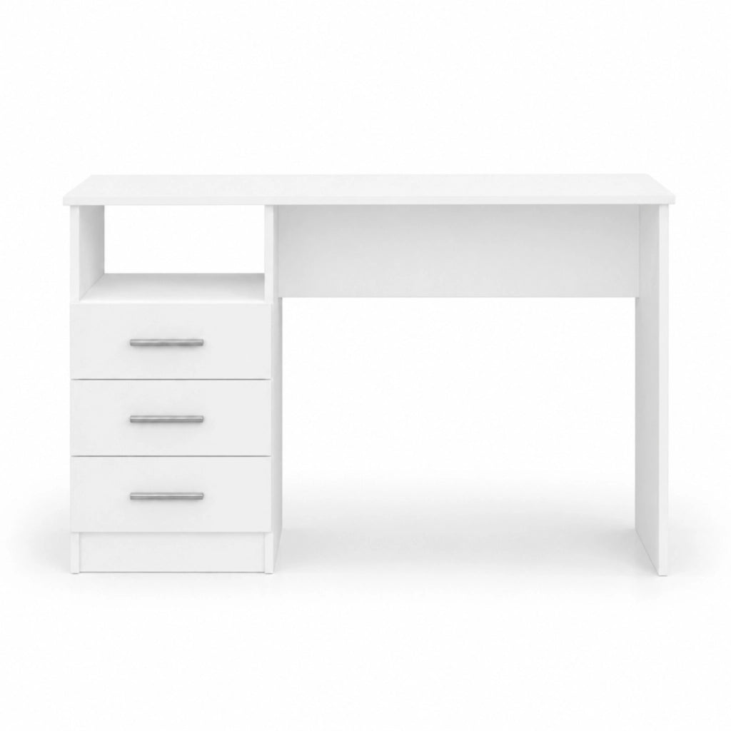 Scrivania Moderna Salvaspazio Con Cassetti Laterali Mobile Desk Per Studio Ufficio PC Cameretta E Soggiorno 120 X 72 X 48 Cm Bianco
