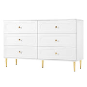 Credenza con 6 cassetti e piedini in metallo - per soggiorno - 120×40×75 cm - bianco