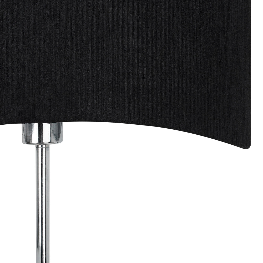 Lampada da terra in metallo con paralume in finta seta argento e nero stile moderno contemporaneo