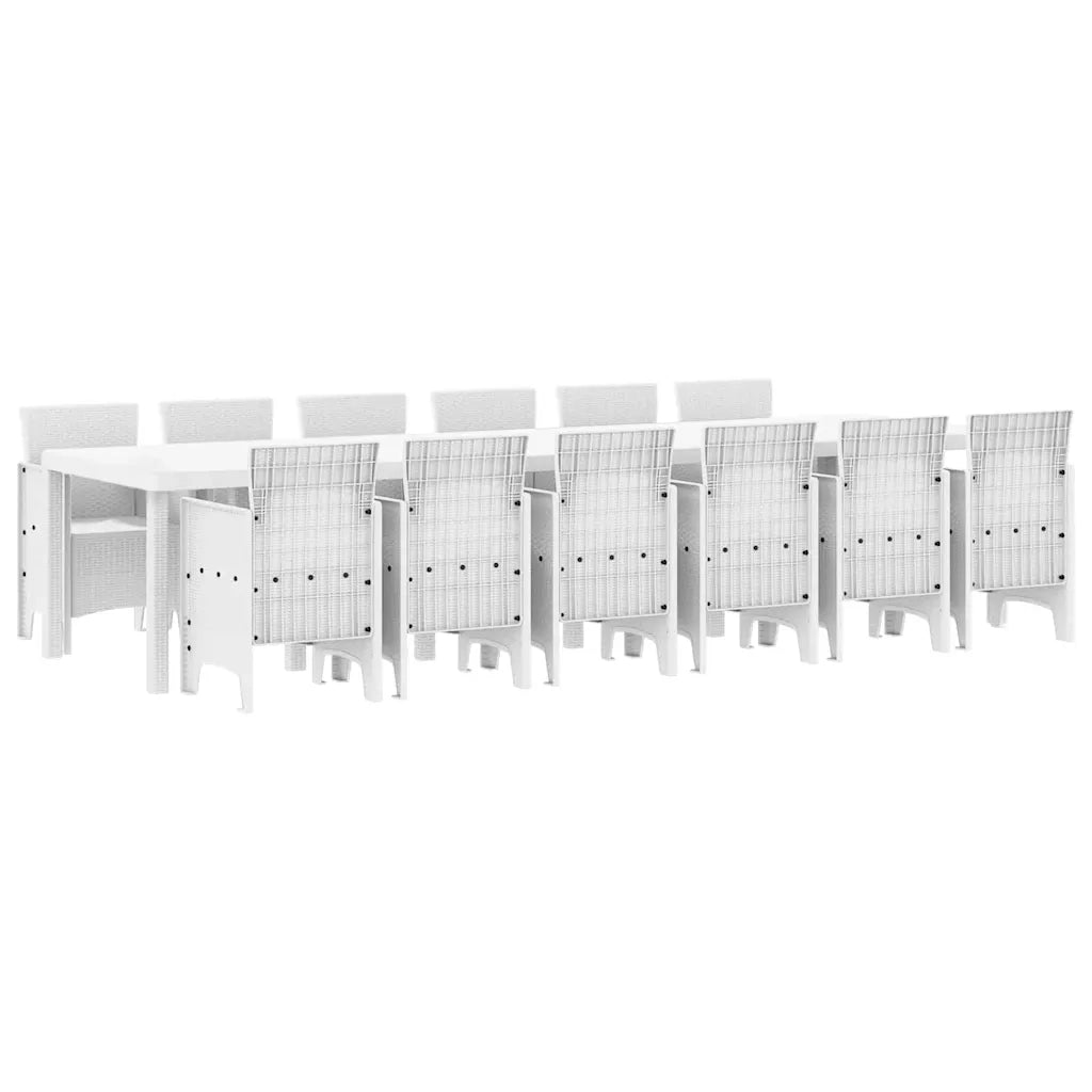 Set da Pranzo per Giardino 13 pcs Bianco Rattan Polt 3378782