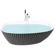 Vasca da bagno ovale moderna freestanding 170 x 78 cm in acrilico finitura scanalata nero lucido da bagno TEFE