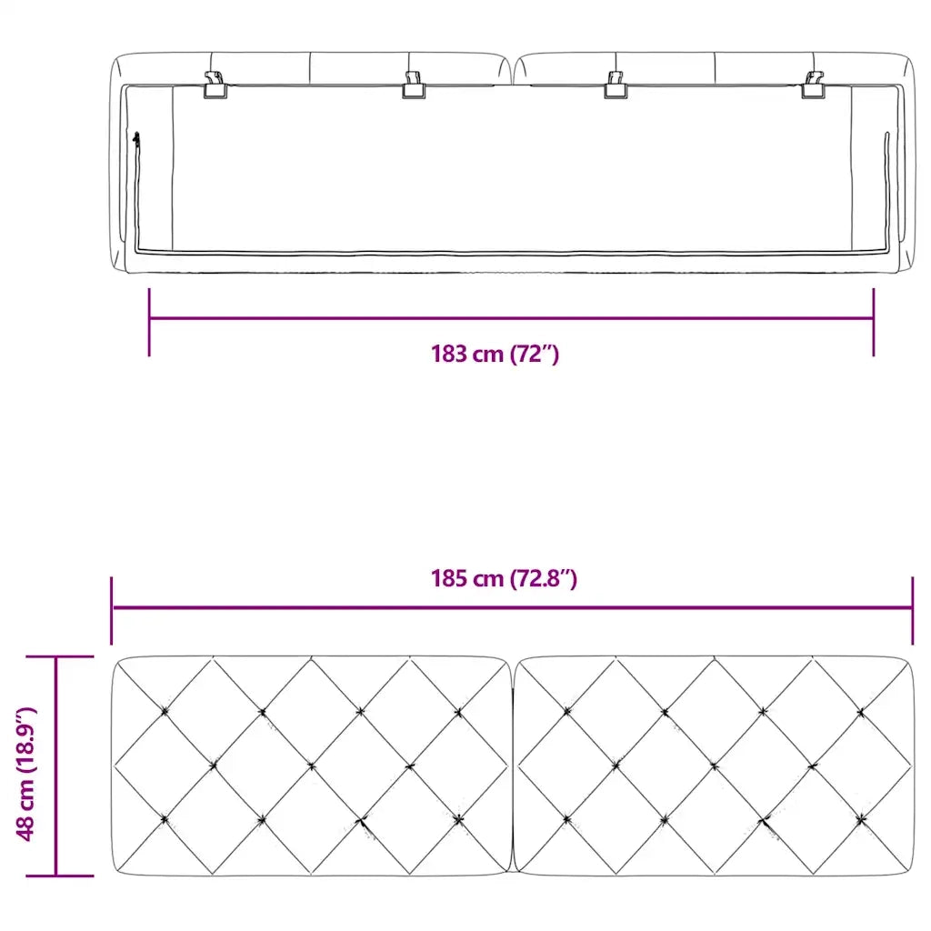 Cuscino Testiera Blu 180 cm in Velluto CFW6254664
