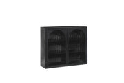 Armadietto pensile con 2 Ante e 3 Ripiani; Ripiano Rimovibile; per Bagno; in Metallo; 60 × 23 × 70 cm; Nero