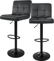 Set di sedile da lavoro da 2 con rivestimento in velluto grigio con schienale e sostegno per le gambe regolabile in altezza 63-83cm