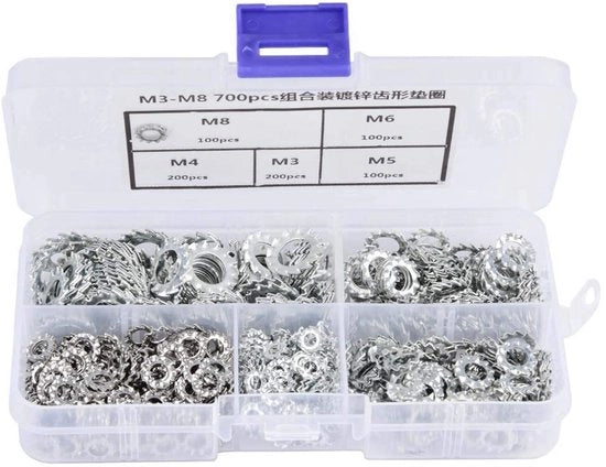 Assortimento di Anelli - Gialli - 700 Pezzi - Anelli a Borchie - Strumenti di Fissaggio per M3 M4 M5 M6 M8 - Adatto per uso domestico e professionale