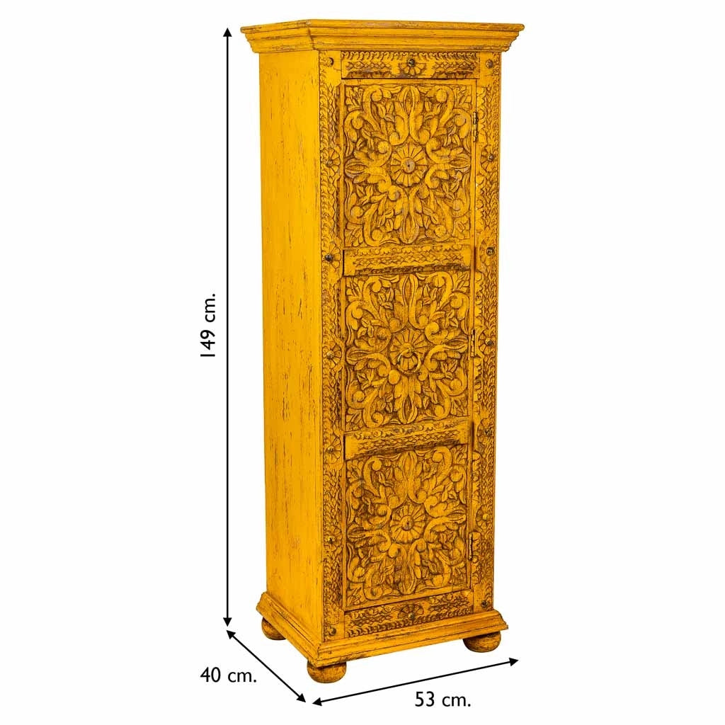 Armadio in legno fatto a mano giallo 53x40x149h
