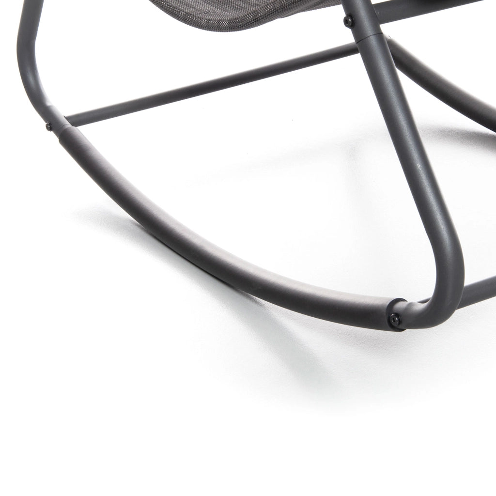 Sedia Sdraio a Dondolo da Giardino Rocking Lounge 143x57x81 cm in Textilene Grigio