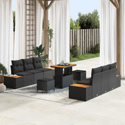 Set Divano da Giardino 9 pcs Nero polyrattan 3362869