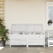 Contenitore Giardino Bianco 150x50x56,5 cm Legno Massello Abetecod mxl 81954