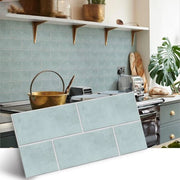 Tegole in vinile autoadesivi per cucina e bagno - 30cm x 15cm - 12 pezzi - Verde marea - Facili da applicare - Resistenti all'acqua