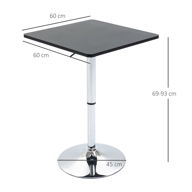 TAVOLO BAR Regolabile 60x60 cm Nero in Legno e Metallo