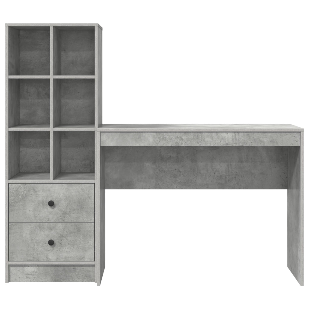 Scrivania con spazio di archiviazione in grigio cemento legno ingegnerizzato