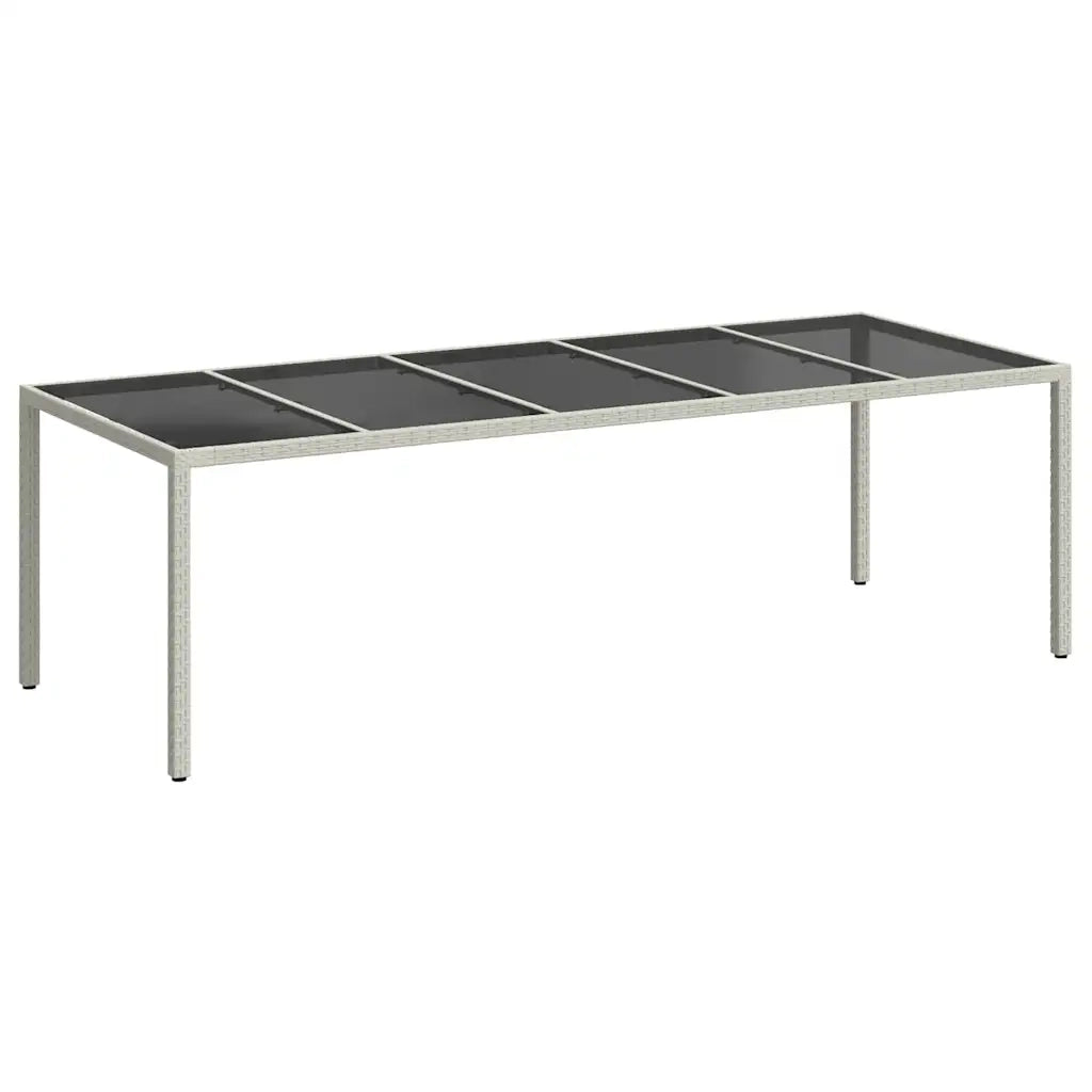 Tavolo Giardino | Tavolino da esterno Bianco 250x100x75 cm Polyrattan Vetro Temperato