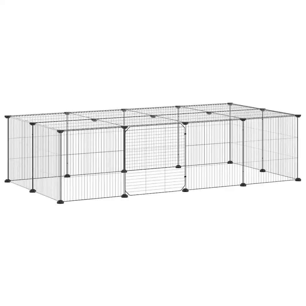 Gabbia per Animali 20 Pannelli con Porta Nera 35x35 cm Acciaio 3114058