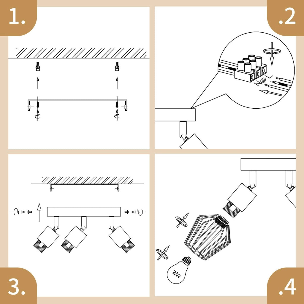 ZMH Lampada da soffitto 3 faretti E14 metallo nero rotonda orientabili 350° stile industriale per corridoio soggiorno