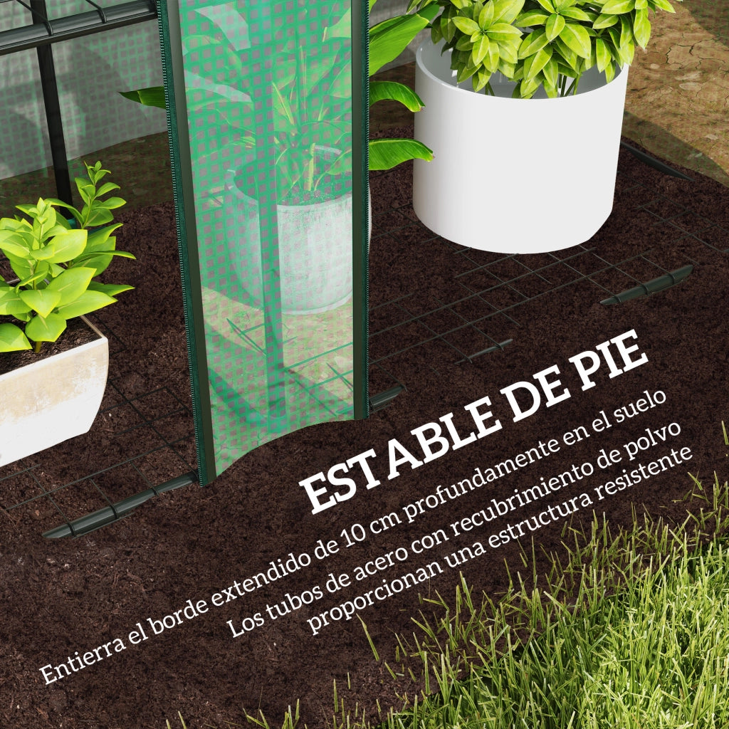 Serra da giardino 3 livelli 9 ripiani con porta a rullo ¨C zephmum ¨C 215x46x151cm verde