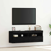 Mobile TV da parete con LED 2 pcs Rovere nero 60 x 30 x 40 cm 862211