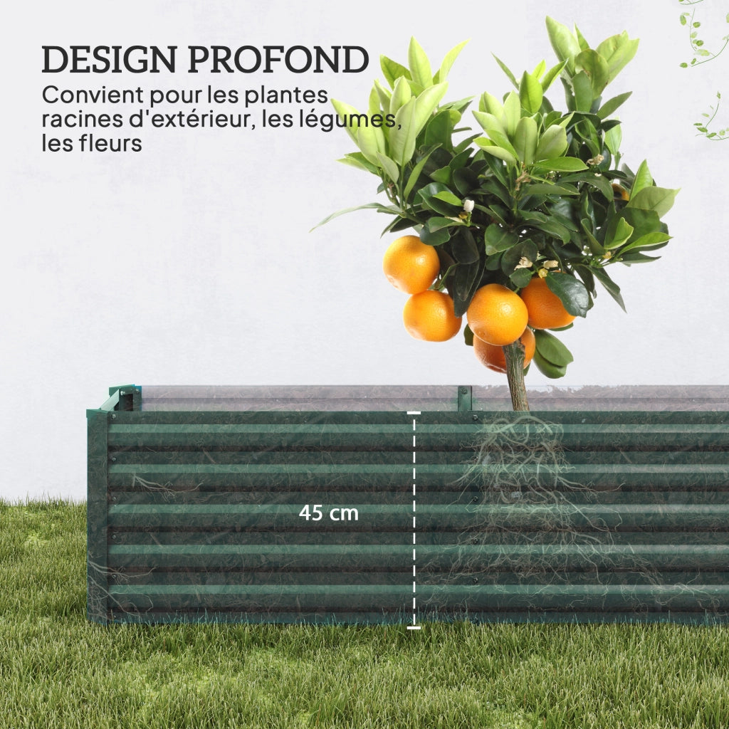 Letto da giardino rialzato in metallo ¨C Minimal ¨C Verde 240x40x45 cm