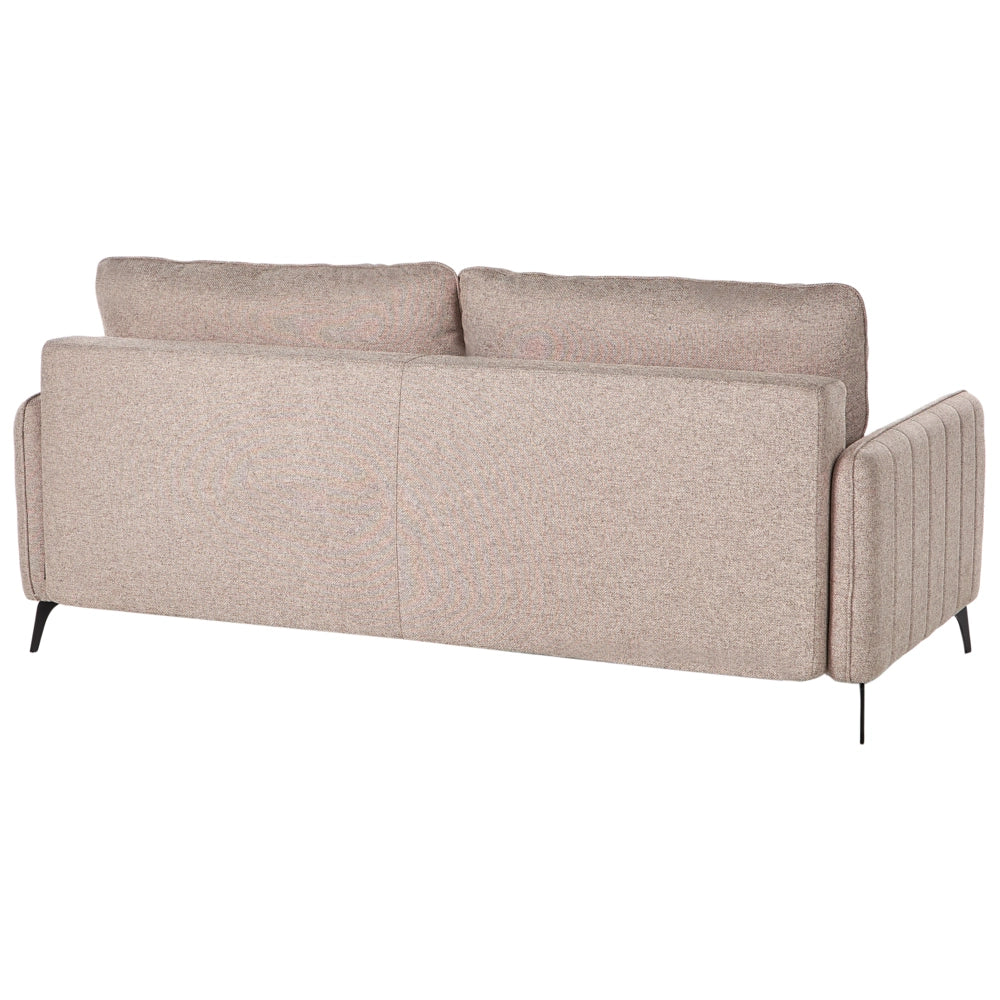 Divano letto in tessuto marrone chiaro imbottito 3 posti letto estraibile gambe in metallo funzione letto minimalista